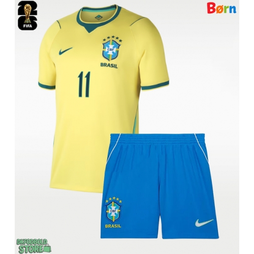 Brasilien Raphinha Belloli #11 Replika Babytøj Hjemmebanesæt Børn VM 2026 Kortærmet (+ Korte bukser)